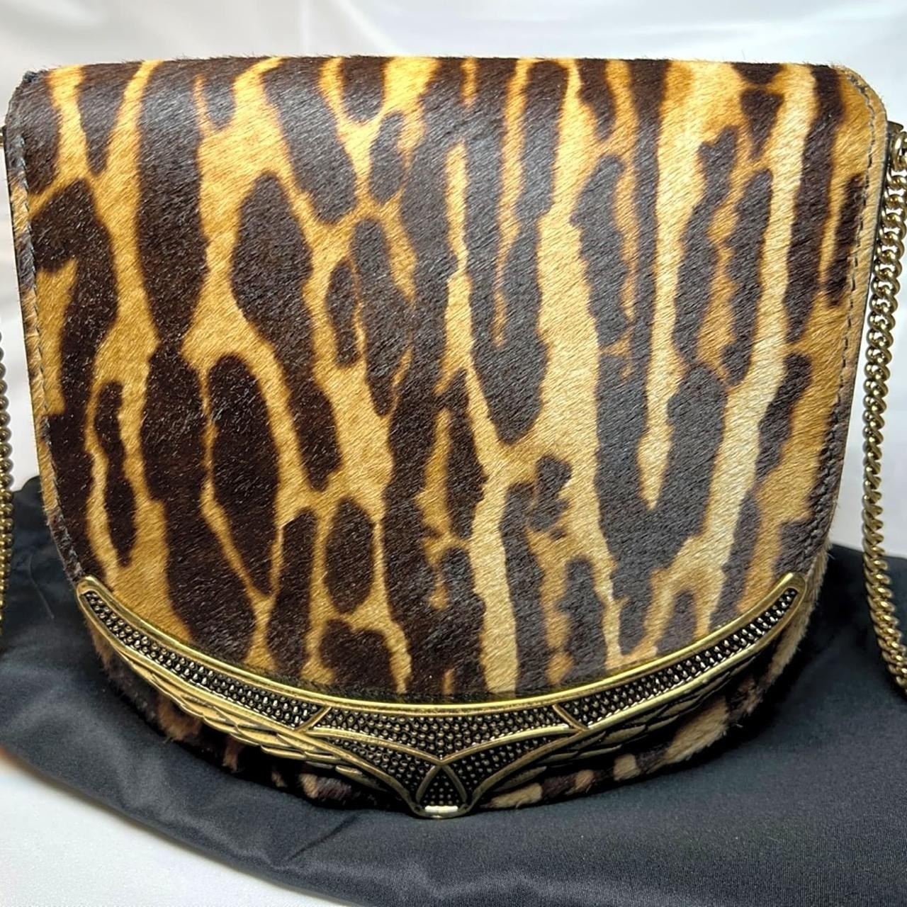 Roberto Cavalli European Collection Calf Hair Shoulder Bag With Deco Hardware