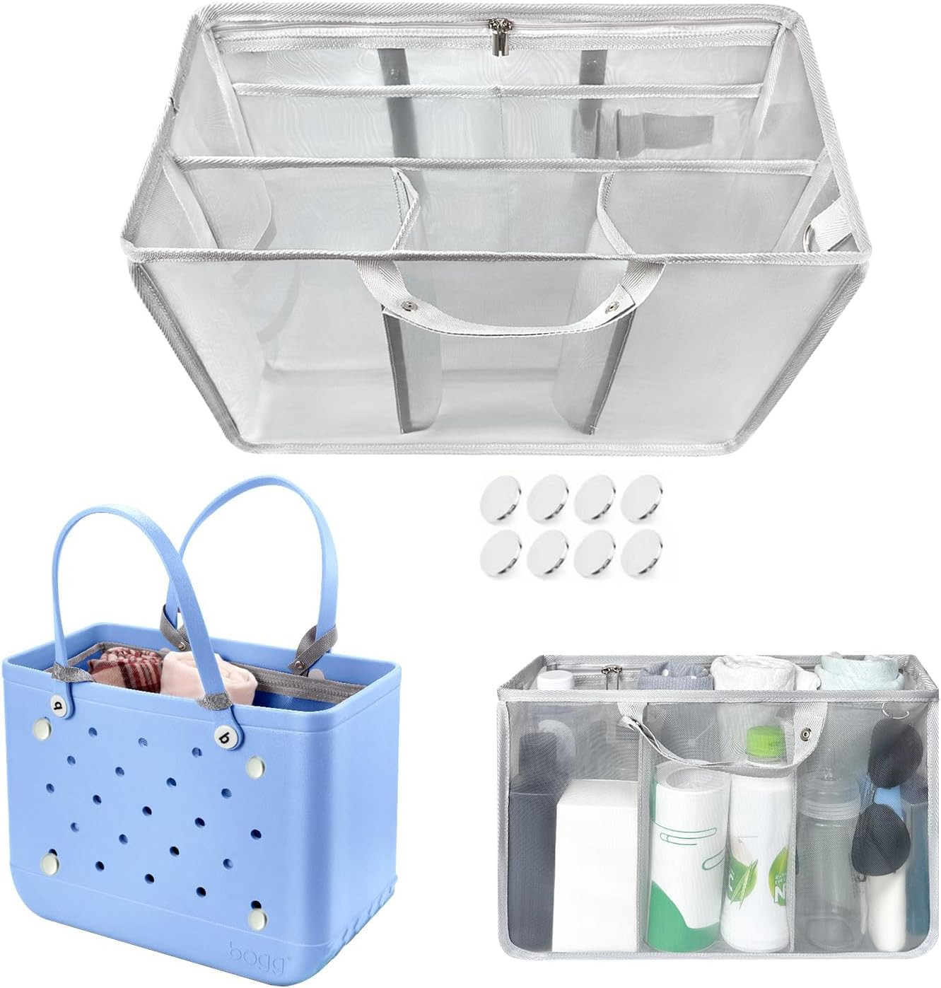 Xyfuuee Beach Bag Organizer Inserts for Baby Medium Bogg Bag Accessories with 8