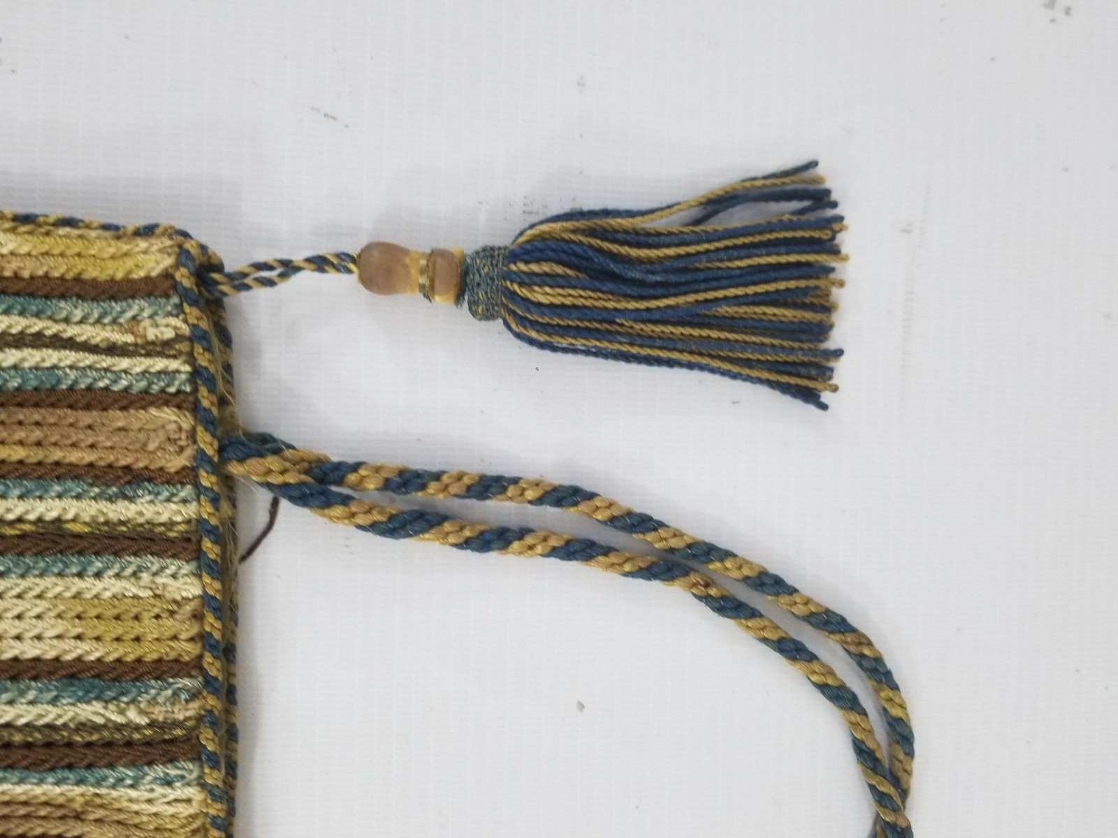Vintage European Handmade Multicolor Striped Braided Cord Purse 8x7in