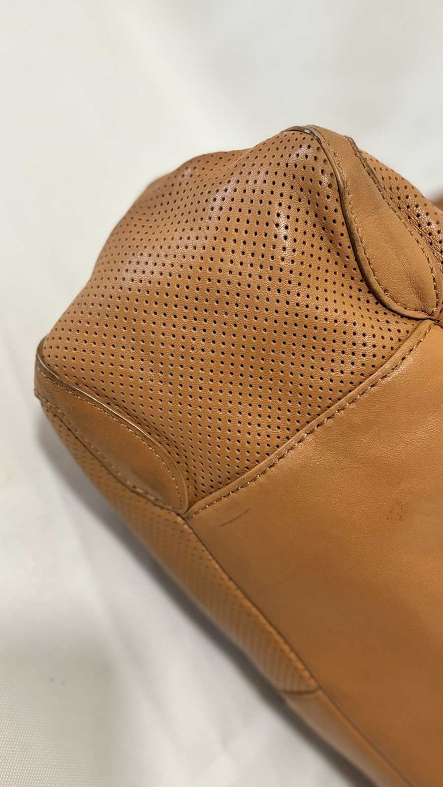 VIA SPIGA Medium Bag Leather Brown Shoulder Purse W/Gold Hardware