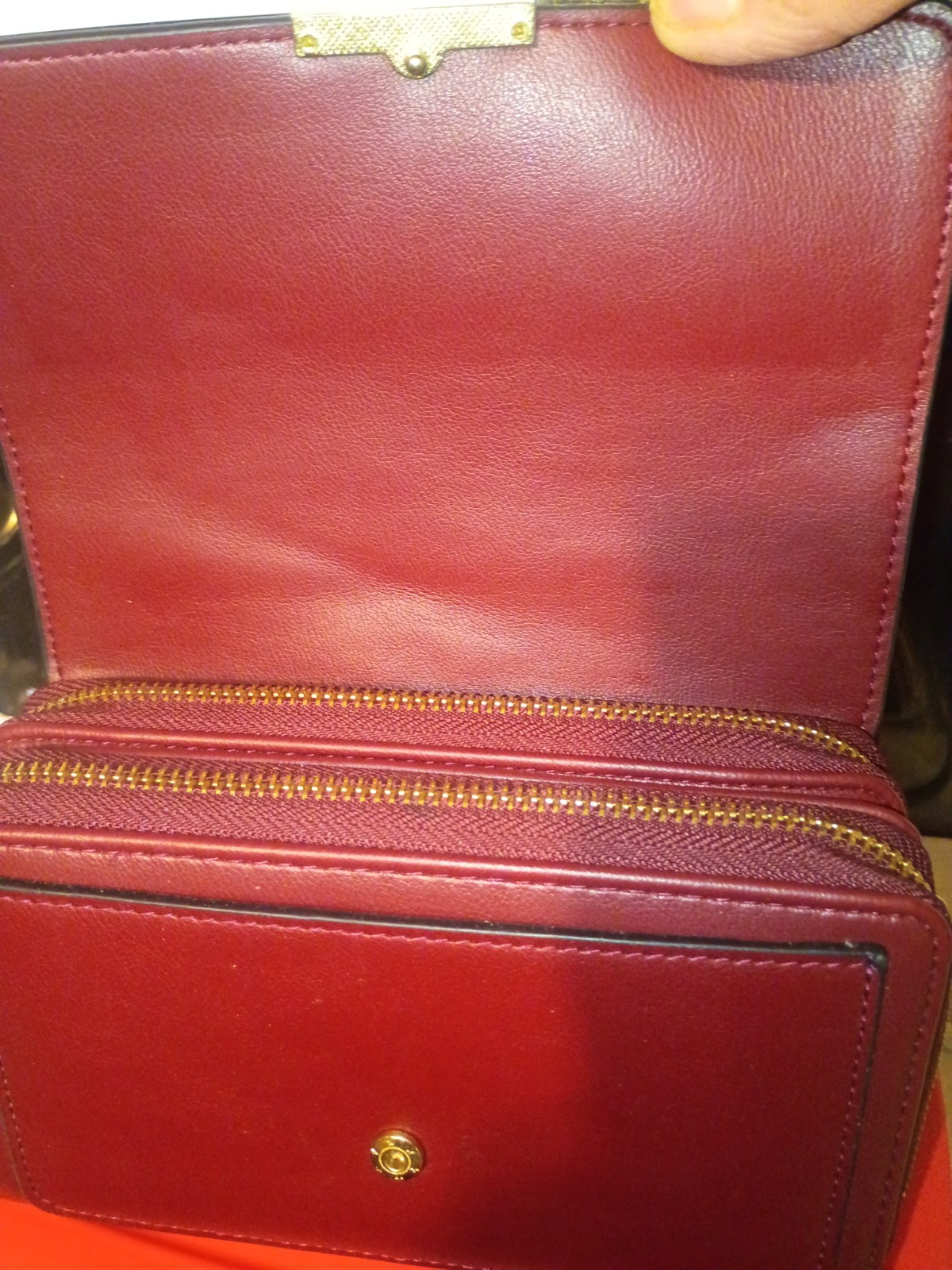 Forever Lovely , Originally From Korea, Burgundy Small Crossbody , 2Zip Sections