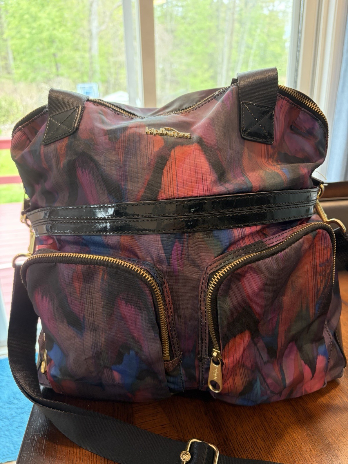 Kipling Camryn Laptop Weekender Bag Purple Multicolor Travel Overnight School