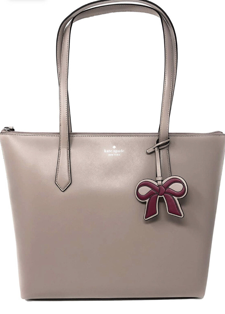 Kate Spade New York Cassy Leather Tote Purse Bag TAUPE NEW W COA & DUST COVER