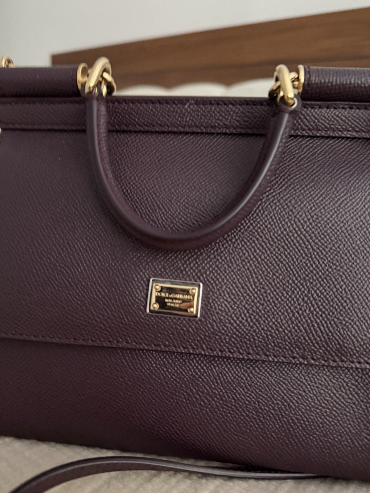 DOLCE&GABBANA Sicily Small leather Bag , New, Bordeaux color