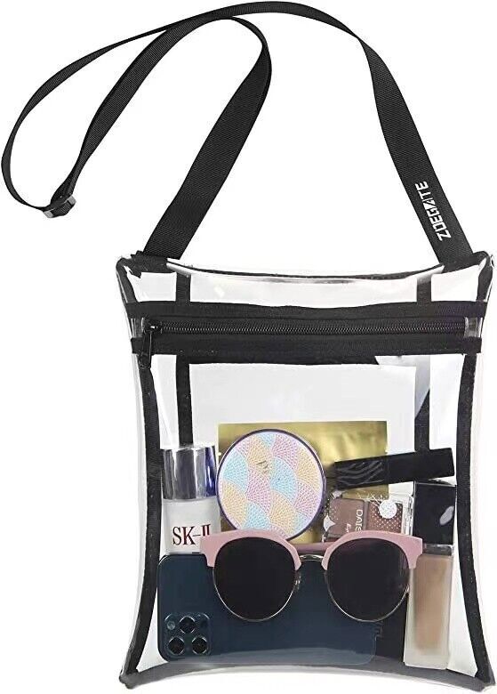 Clear Crossbody Tote Bag Transparent Handbag Zip Purse Stadium with Inner Pocket