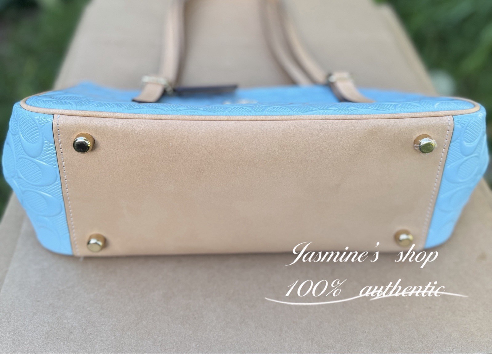 NWT Coach Asher Shoulder Bag In Signature Leather CER18 Gold/Light Blue