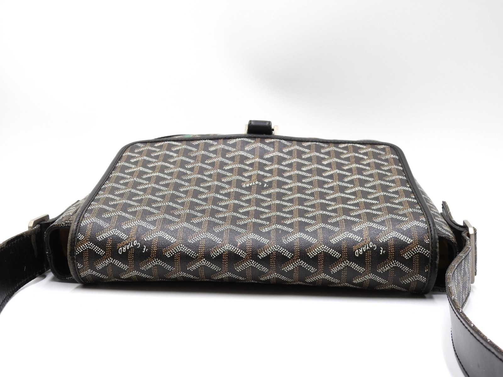 Auth GOYARD Goyardine Grand Bleu MM Shoulder Bag PVC Canvas Leather Black Y1802