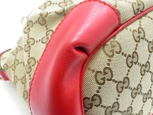 GUCCI Sukey GG 2way Bag Beige / Red Canvas / Leather 247902 Shoulder Bag #DB665