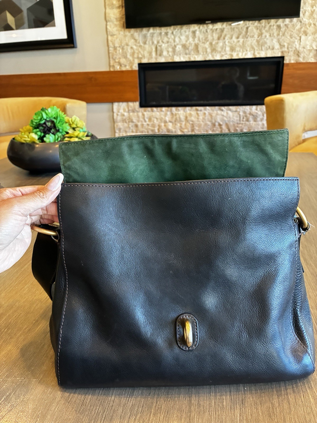 Dooney & Bourke Florentine Libby Hobo Black Leather Logo Lock Shoulder Bag