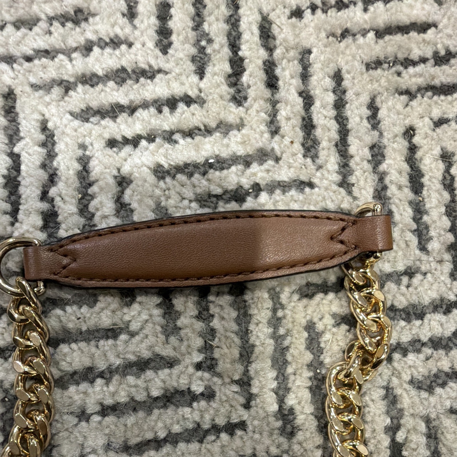 Michael Kors Brown Monogram Chain Shoulder Bag Snap Closure Detachable Strap
