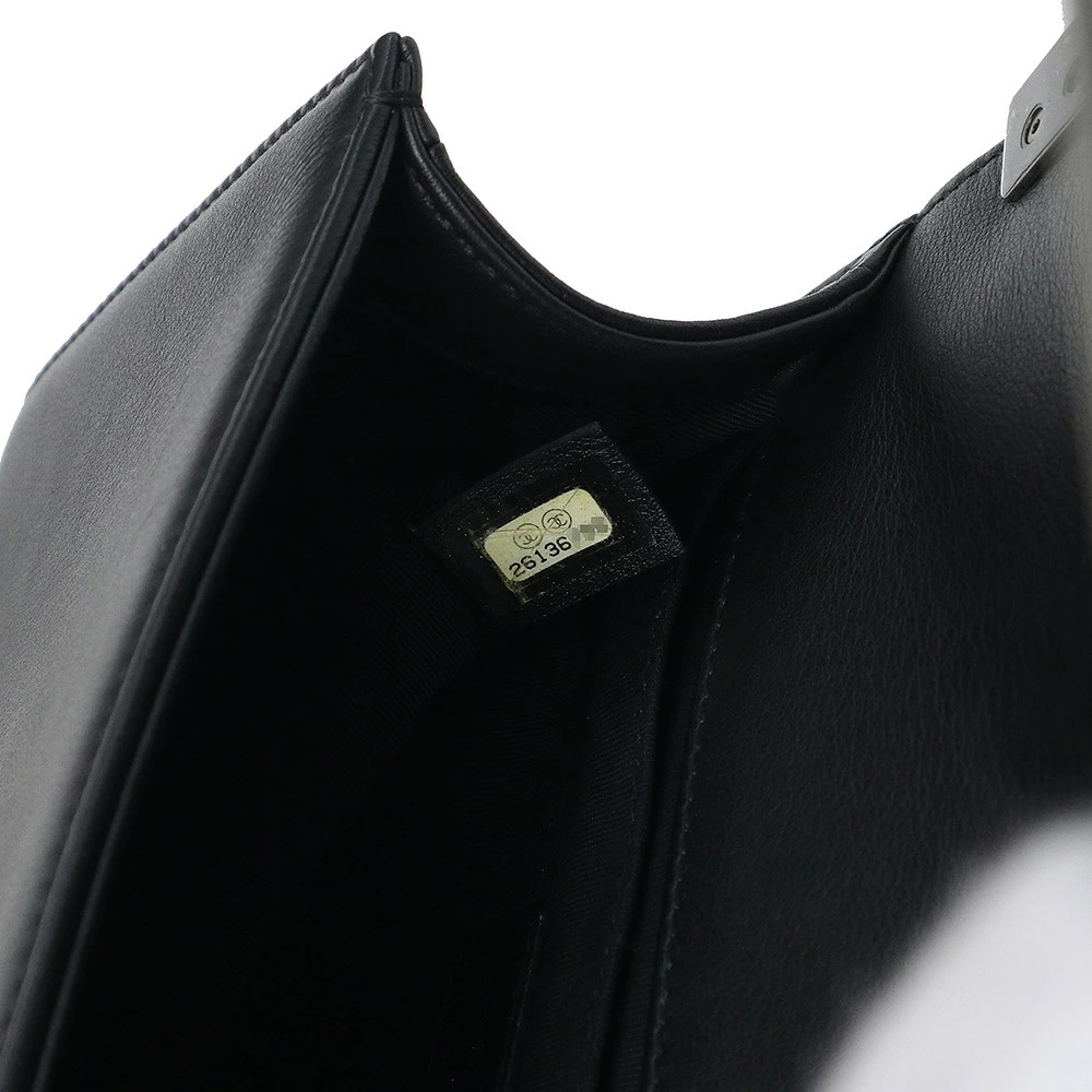 Chanel Boy Small V-Stitch Chevron Chain Black A67085 Shoulder Bag Unisex #BCB076