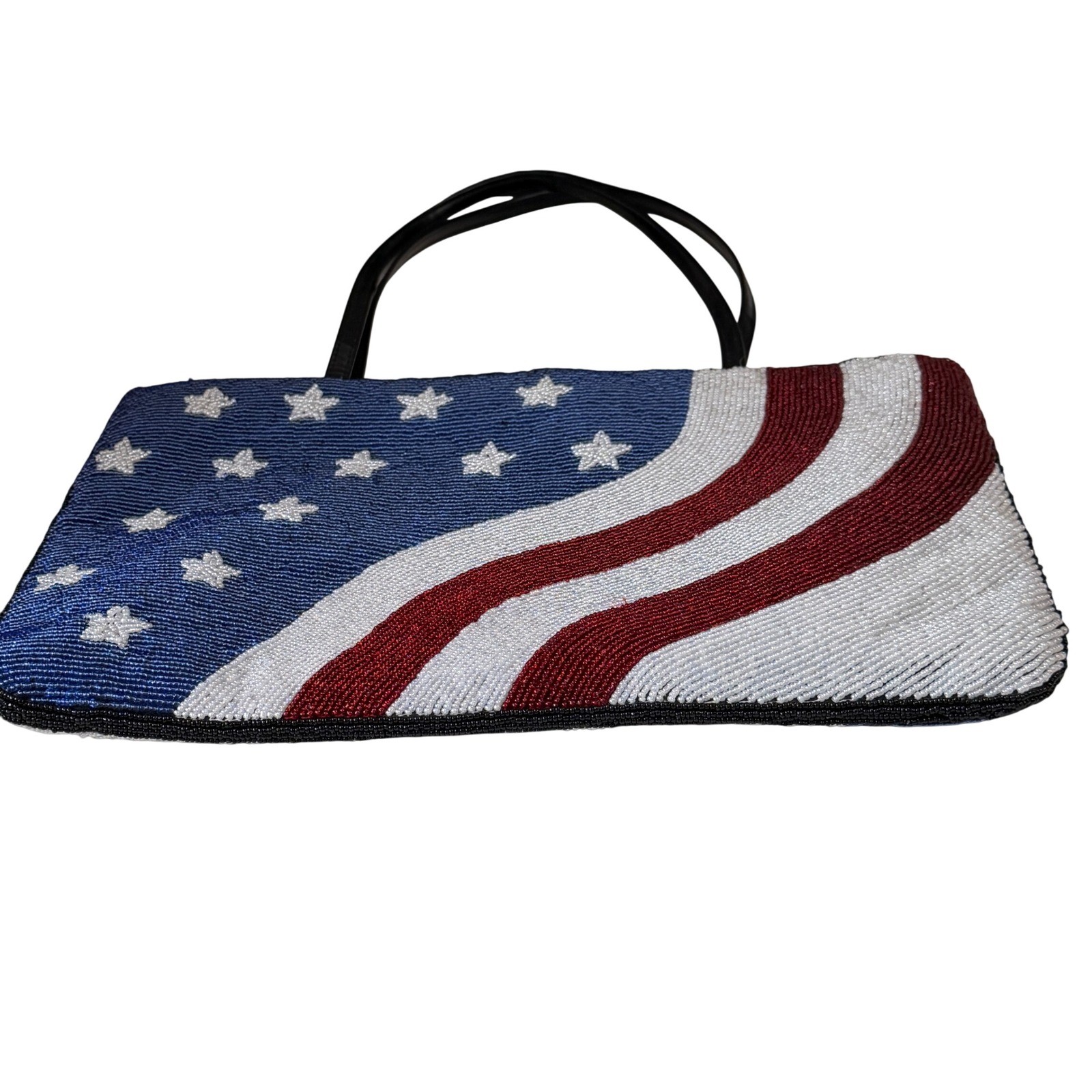 Vintage Beaded American Flag Shoulder Bag Y2K Coastal Cowgirl Patriotic USA