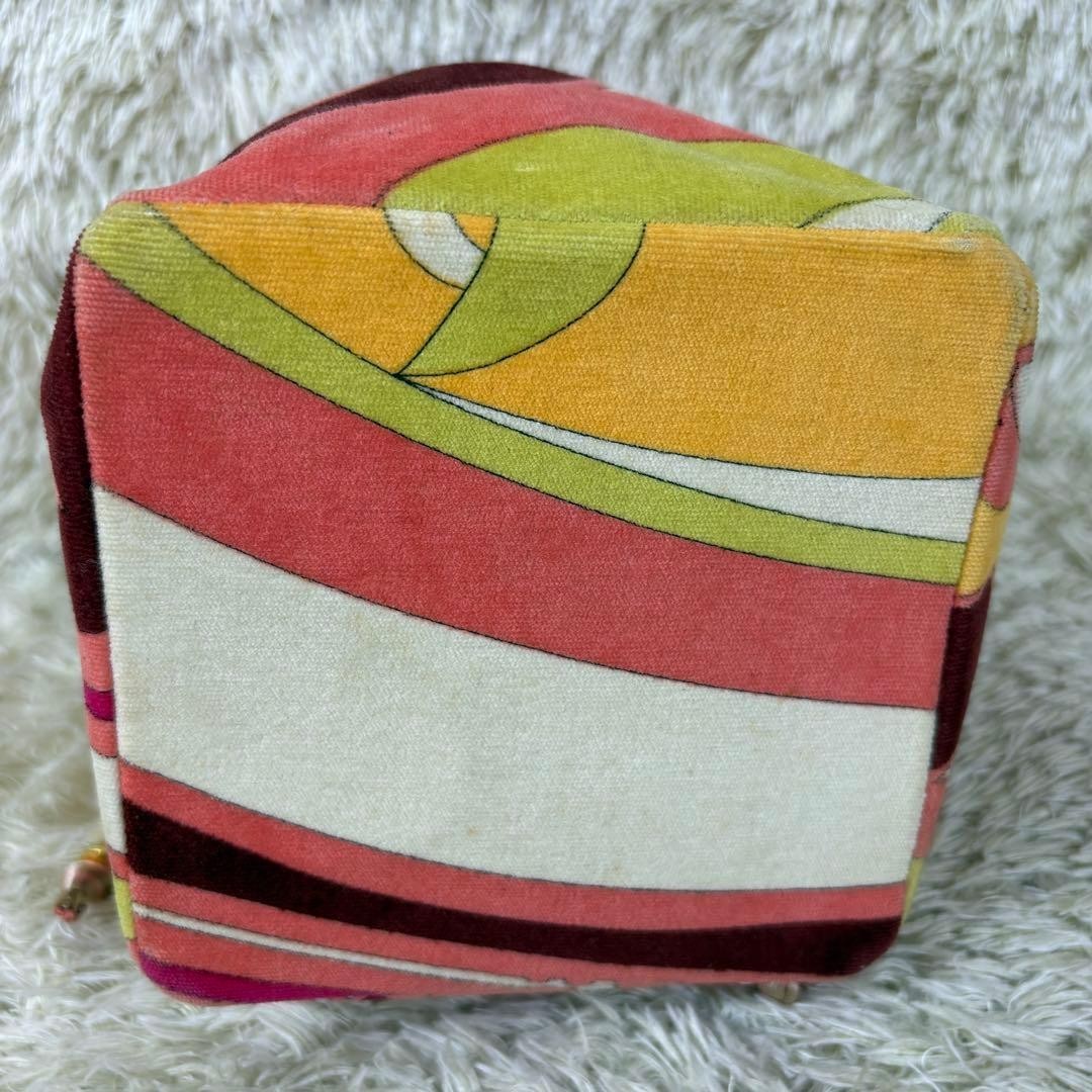 Emilio Pucci Drawstring Handbag Velvet All-Over Print Gold Hardware Italy