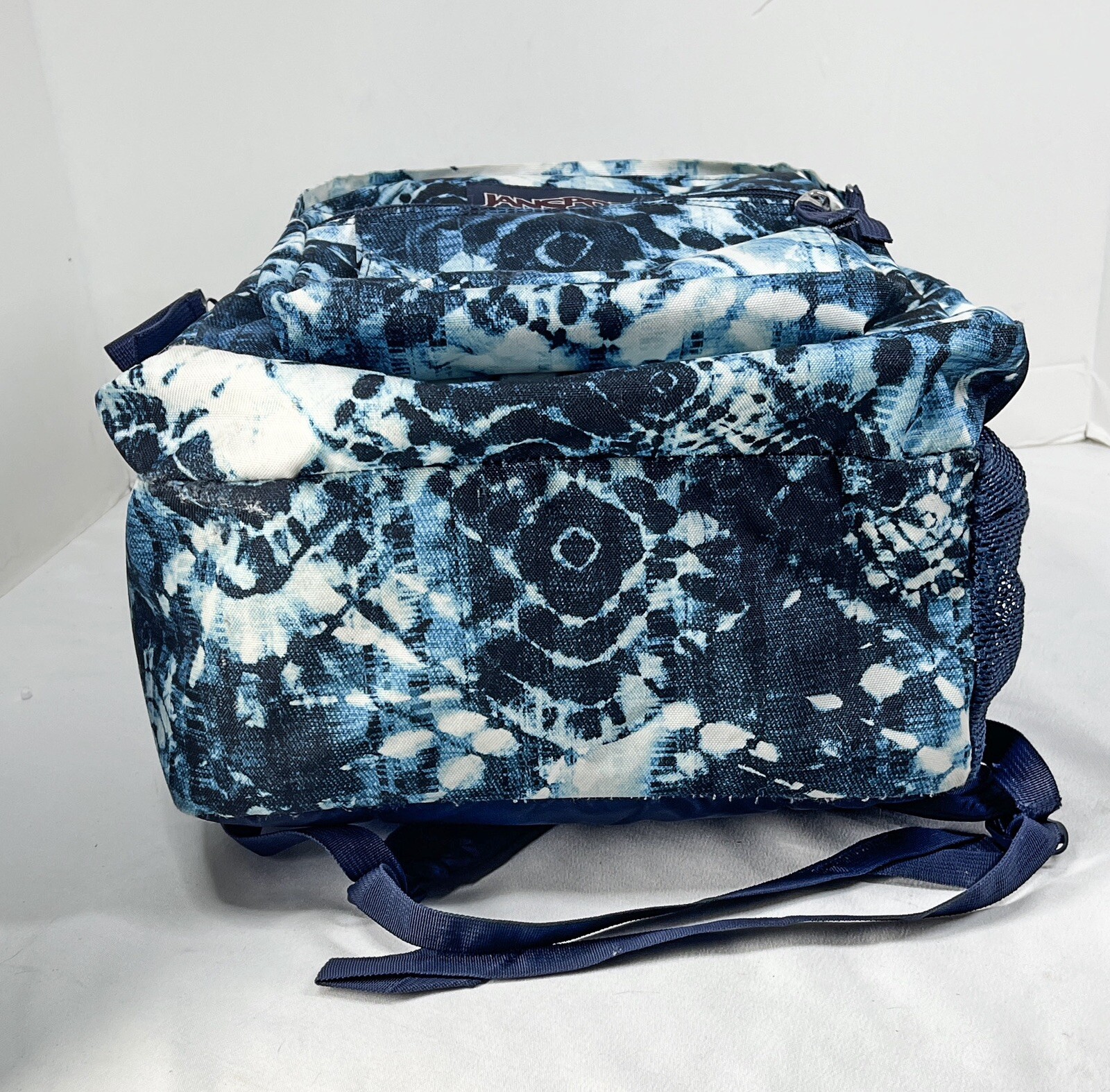 Jansport Backpack for Shibori indigo blue student school 17″ tall 13″ long