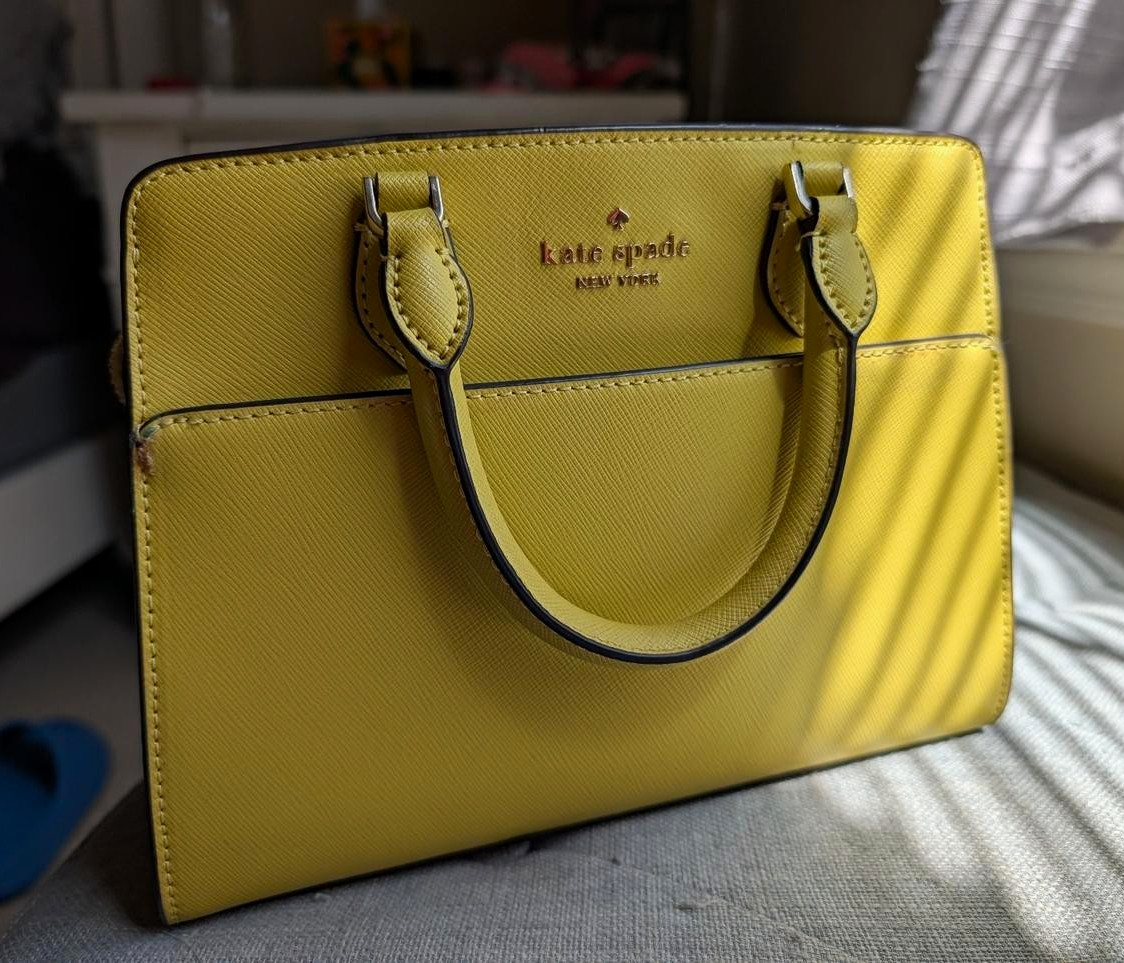 kate spade new york Yellow Zip Top Handle Satchel, Inner Pockets Gold Hardware