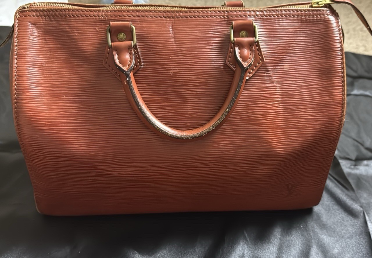 Louis Vuitton Speedy Epi Brown Satchel Top Handle Bag Zip Gold Hardware Medium