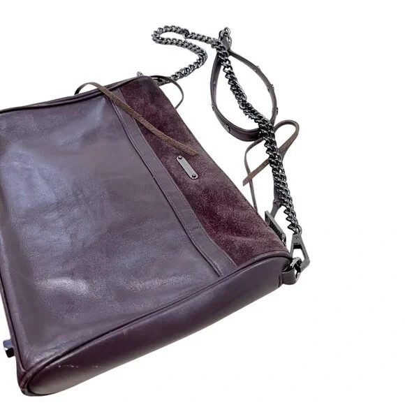 Rebecca Minkoff Large Mac Handbag Wine Red Suede Leather Chain Crossbody Bag