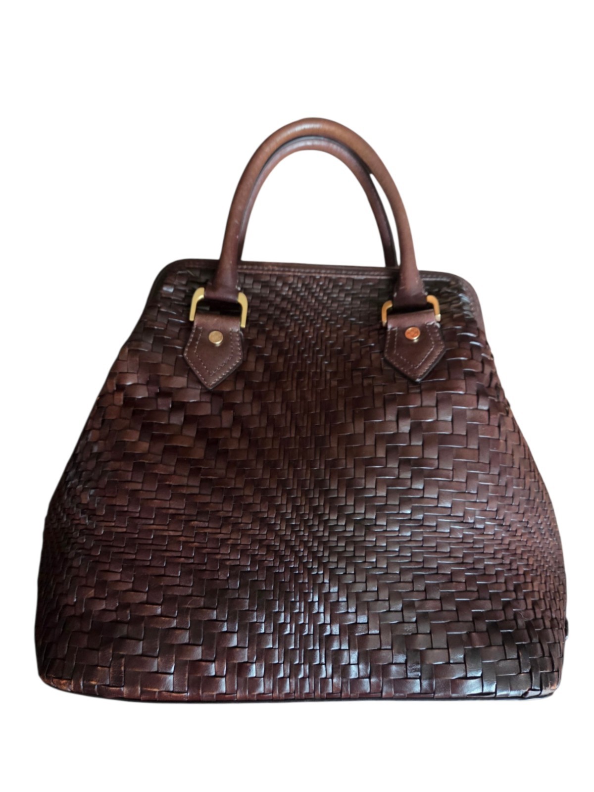Cole Haan Vintage Espresso Rich Brown Classic Woven Leather Bag