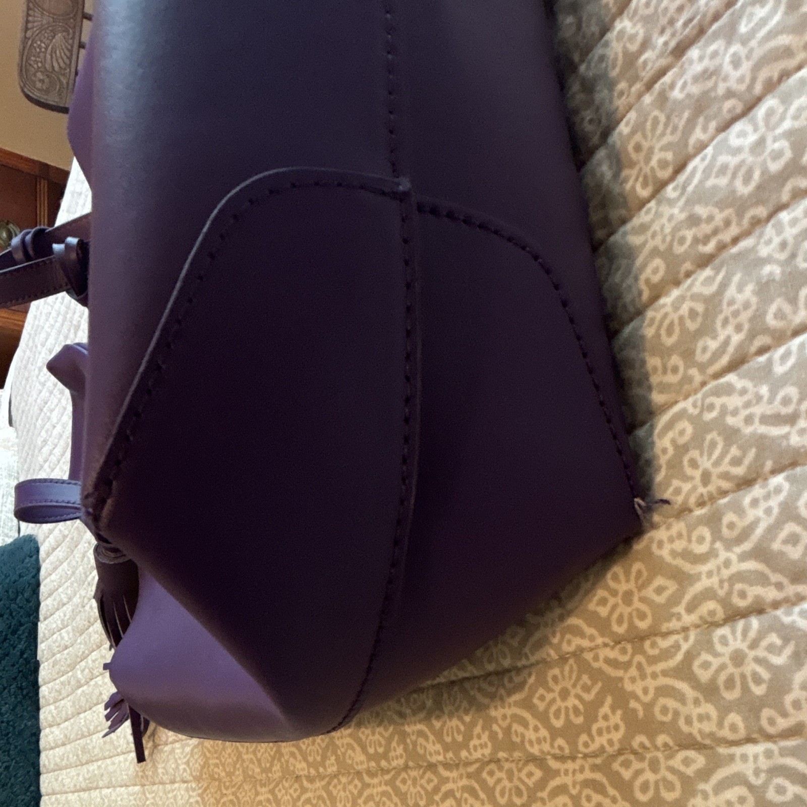 JOY & IMAN Purple Tote Bag Tassel Zip Lined Inner Pockets Coin Purse