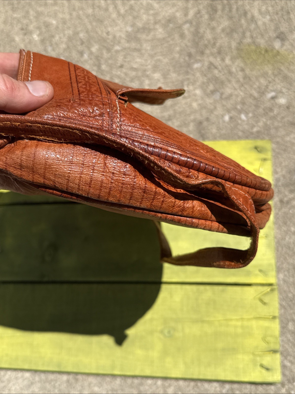 Vintage Goat Leather Purse Hand Tooled Maror Egypt Morocco 12×9” Used