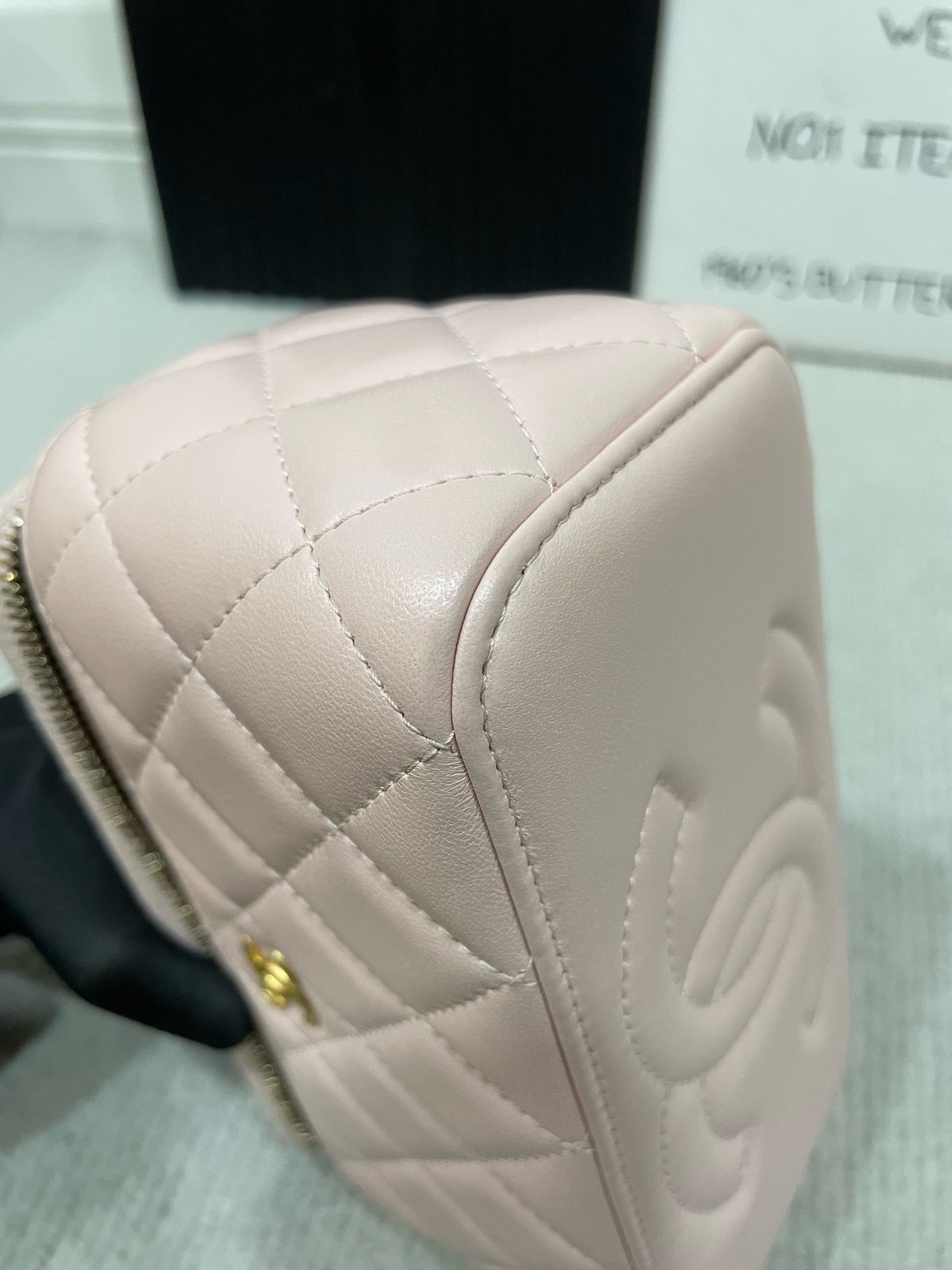 Chanel Gold Ball Vanity Case Mini Sakura Pink Lambskin Crossbody Duty Paid