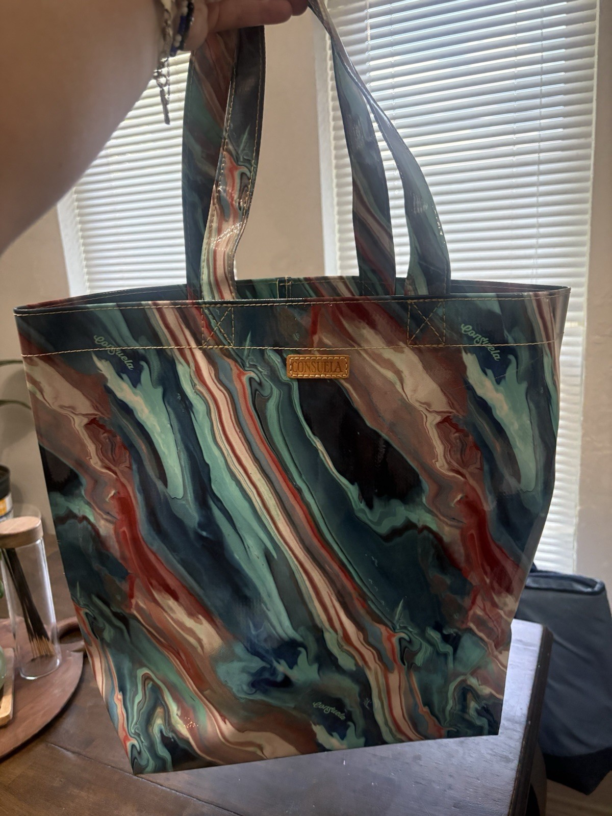 Rare Retired Consuela Classic Tote | Blue Teal Burgundy Marble ConsuelaCloth