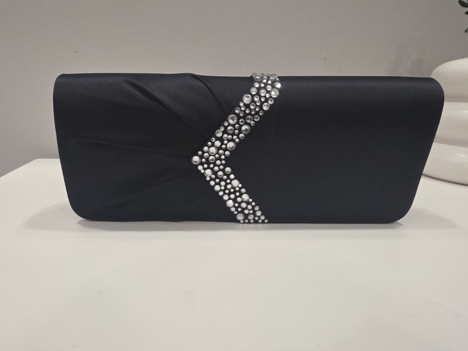 Camille La Vie Navy Blue satin evening clutch Bag