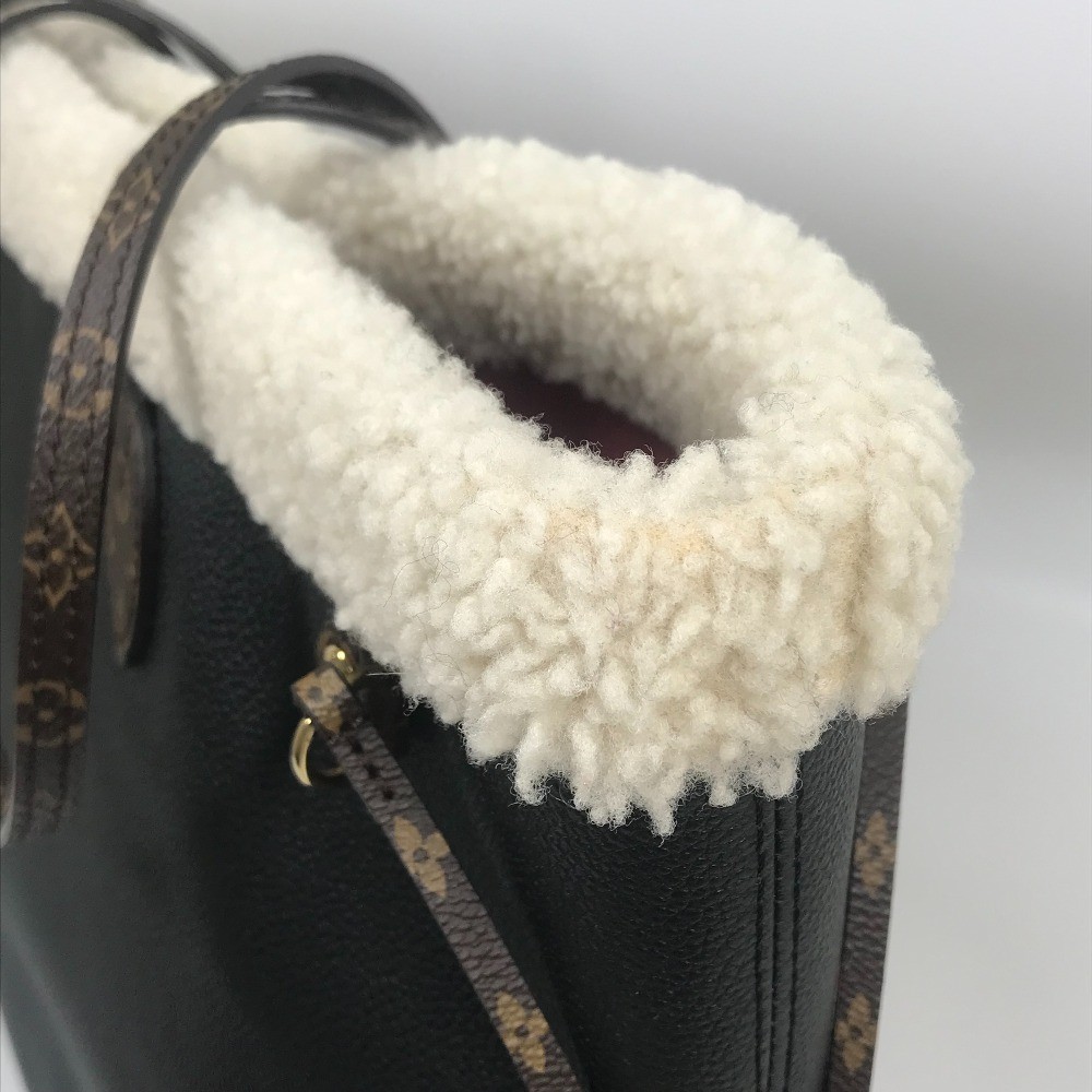 LOUIS VUITTON M56960 Shearing Neverfull MM Tote Bag Calf Leather Black