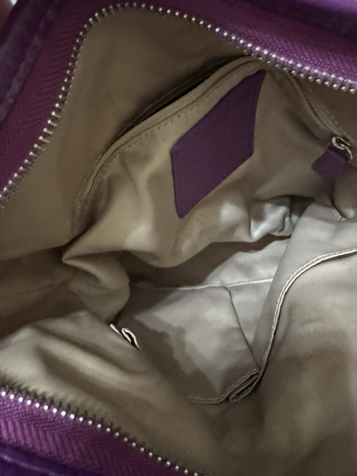 Coach F20502 Optic Signature NS Duffle Crossbody Khaki Purple Patent Chain
