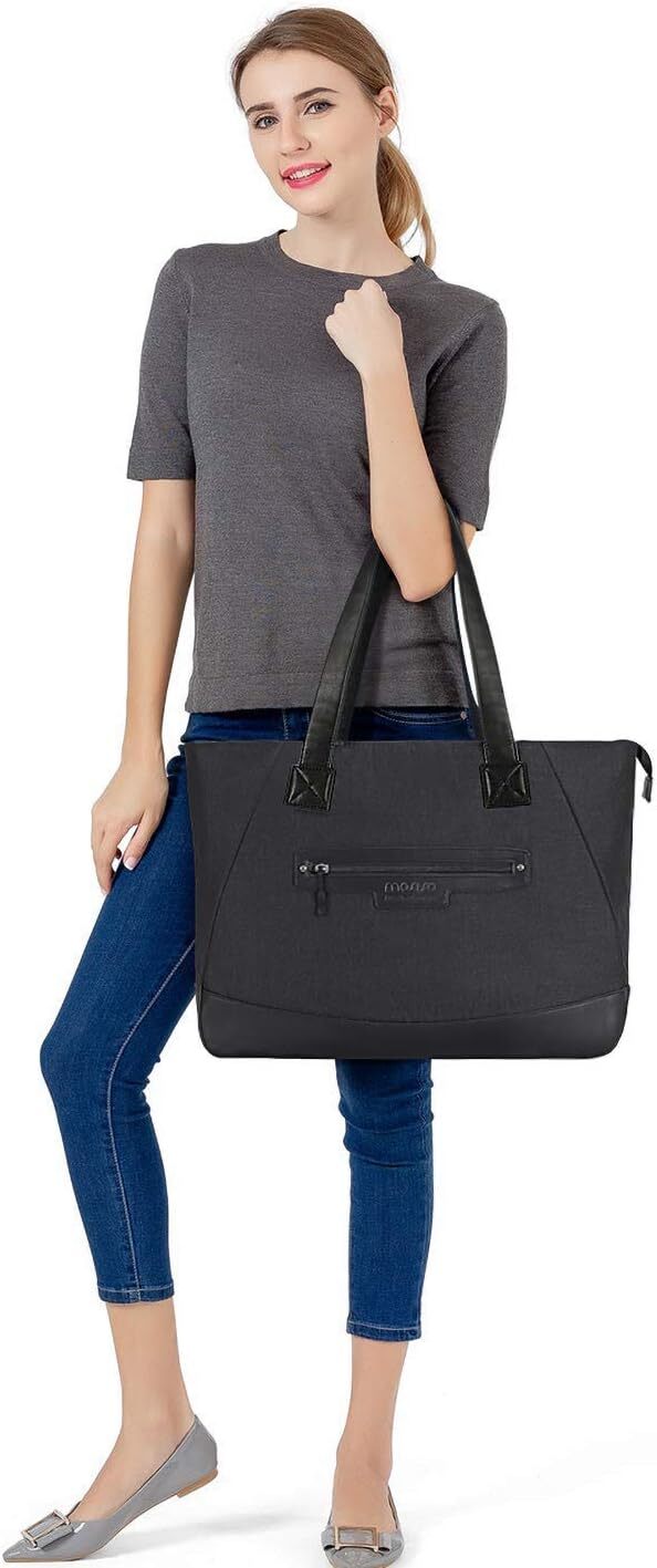 17 17.3 inch Laptop Tote Bag Lightweight PU & Polyester Women Travel Handbag