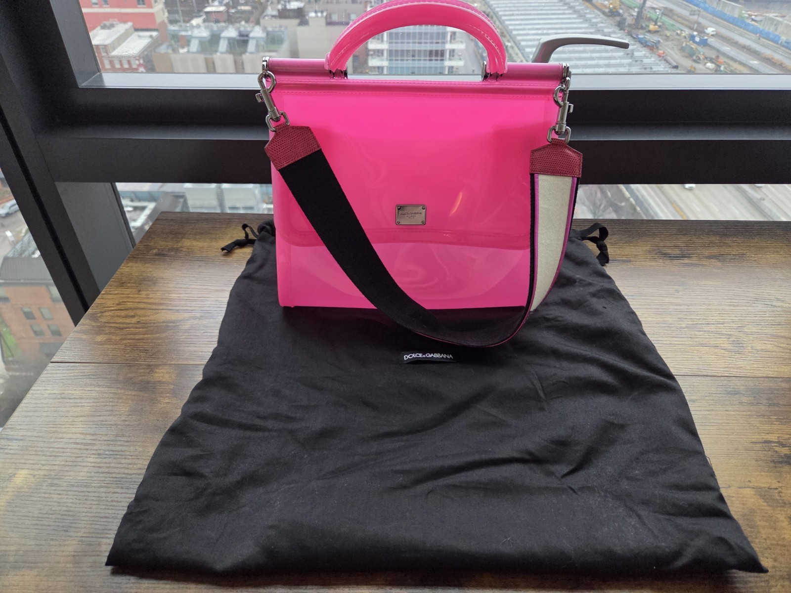 Dolce&Gabbana Sicily Pink Shoulder Bag with Detachable Strap & Dust Bag SILICONE