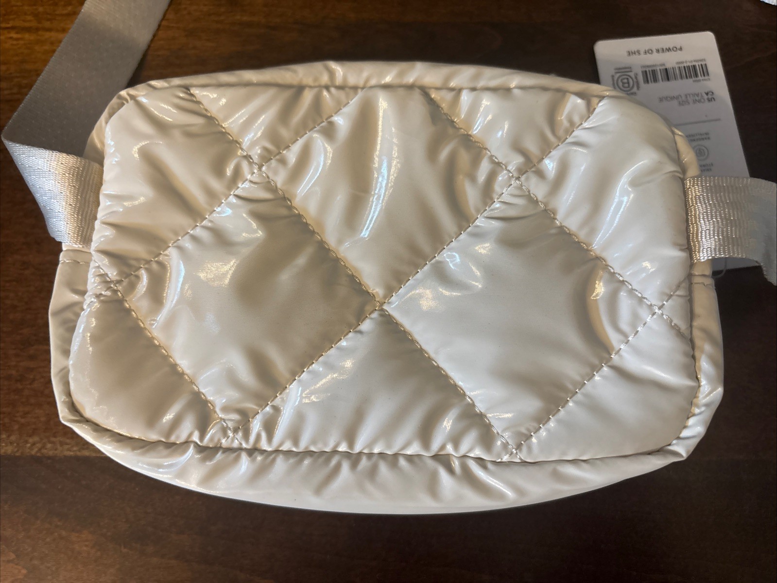 NWT ATHLETA All About Shine Quilted Crossbody Belt Bag Off White