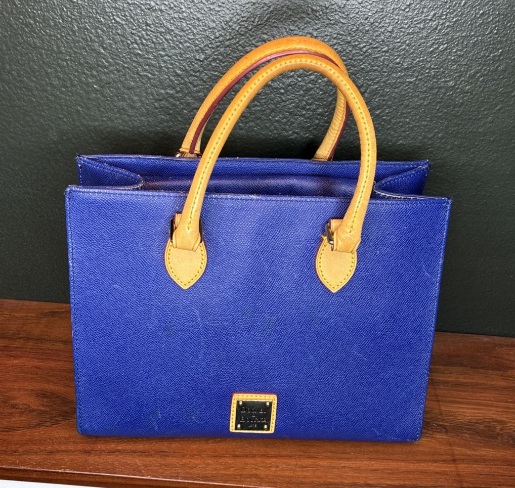 Dooney & Bourke Satchel Purse Blue Pebble Leather Missing Cross Body Strap