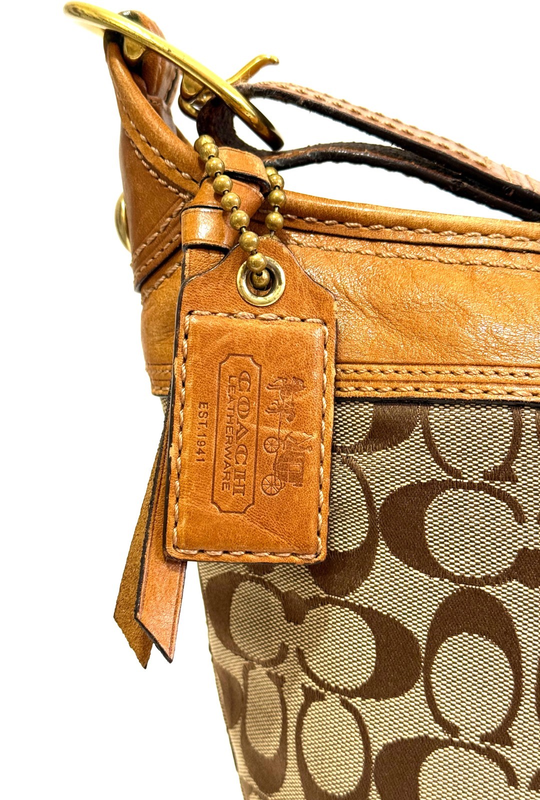 NICE COACH Y2K BLEECKER SIG KHAKI C CAMEL TAN MEDIUM DUFFLE CROSSBODY BAG 11437
