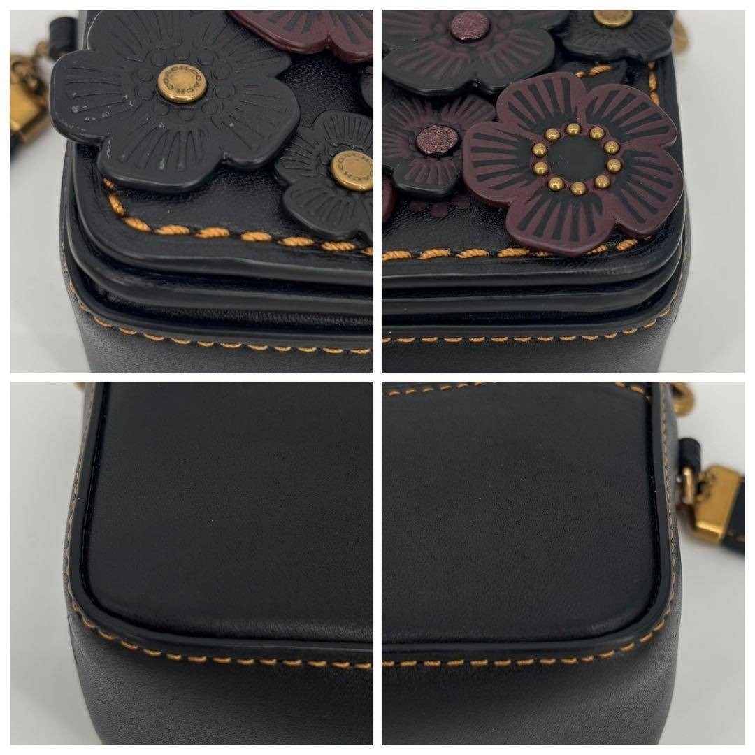 Coach Shoulder Bag Dinky T Roses Leather 10510 Chain