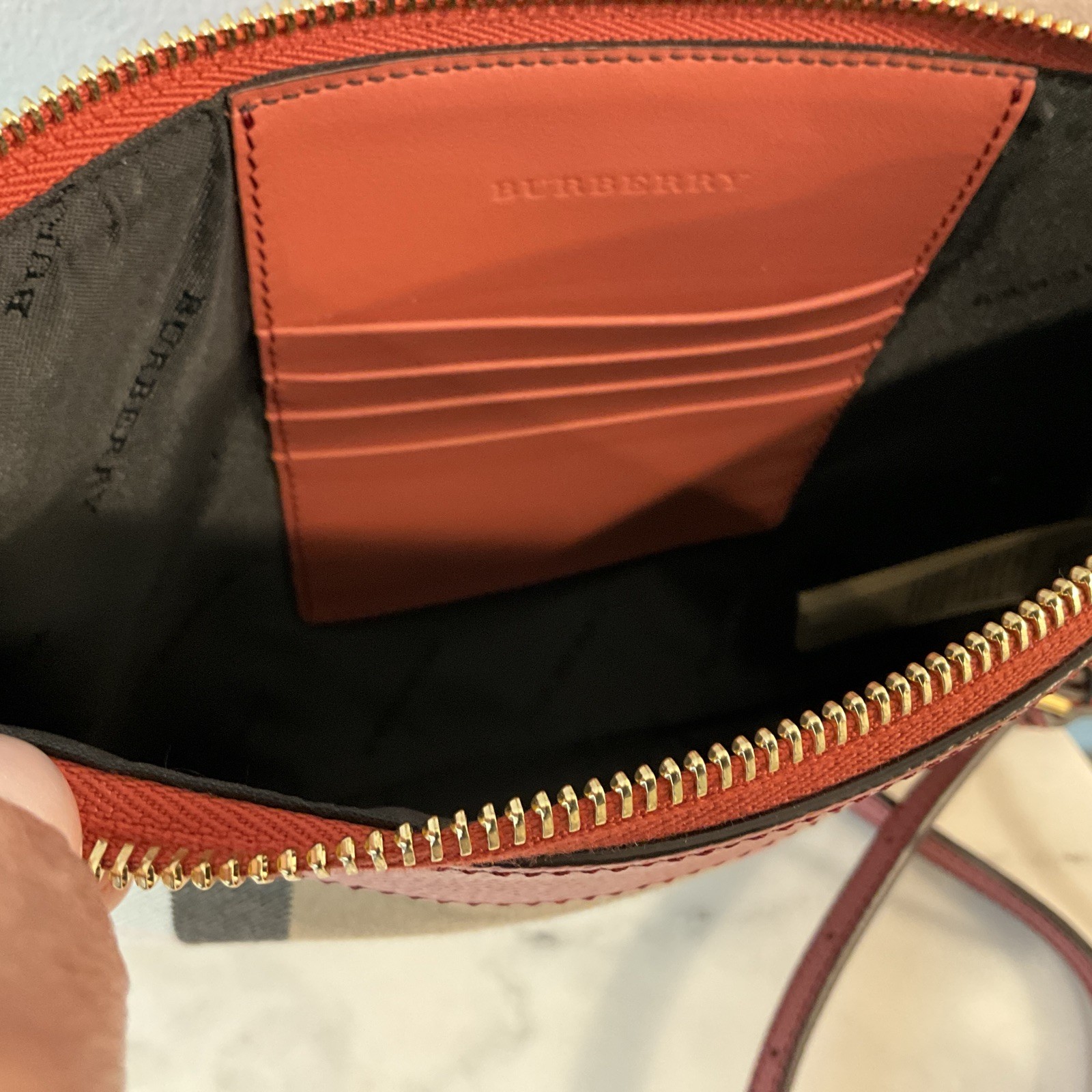 Burberry Peyton House Check Leather Pouch Crossbody Bag