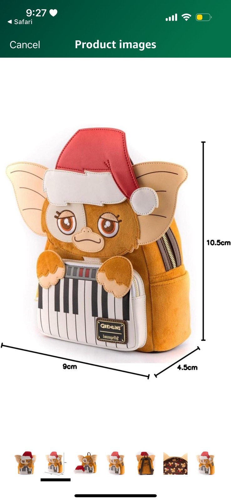 NWT Loungefly Gremlins Gizmo Holiday Keyboard Cosplay Mini Backpack