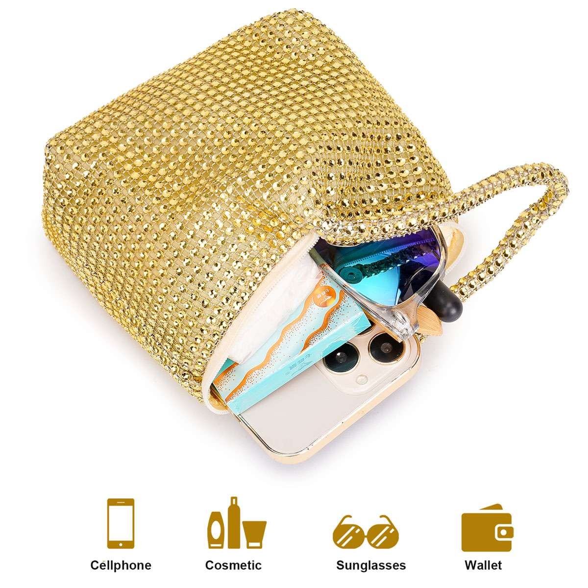 Sparkling Rhinestone Wristlet Bag Mini Evening Clutch Wedding Party Hand Purse