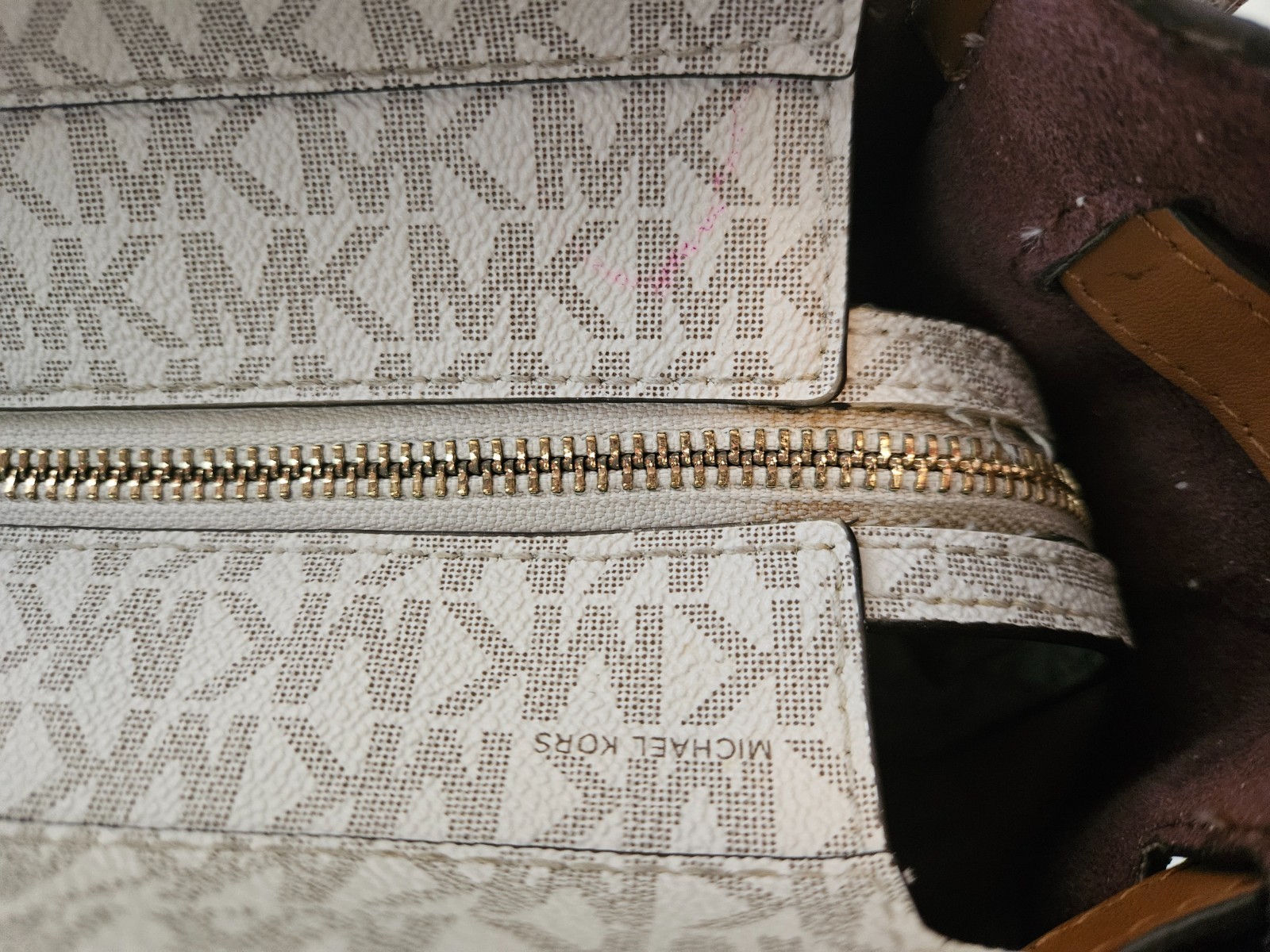 Michael Kors Signature Satchel Brown/Beige Hamilton Style