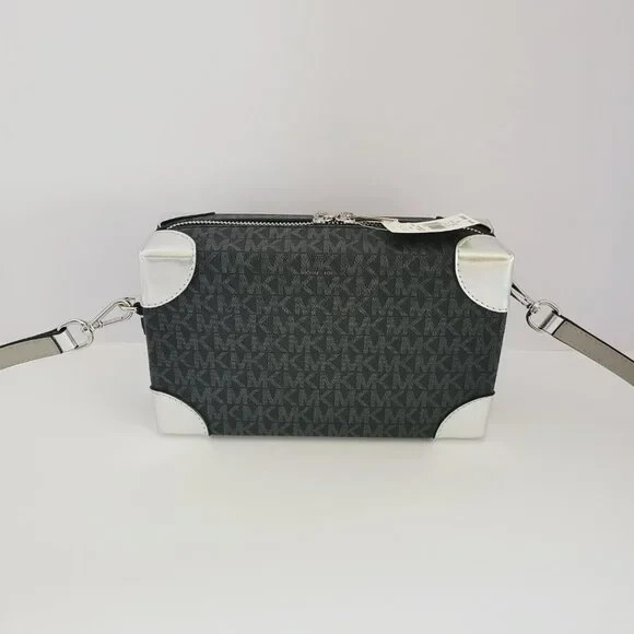 NEW+tags MICHAEL KORS WOMEN CROSSBODY TRAVEL TRUNK style Black & SILVER