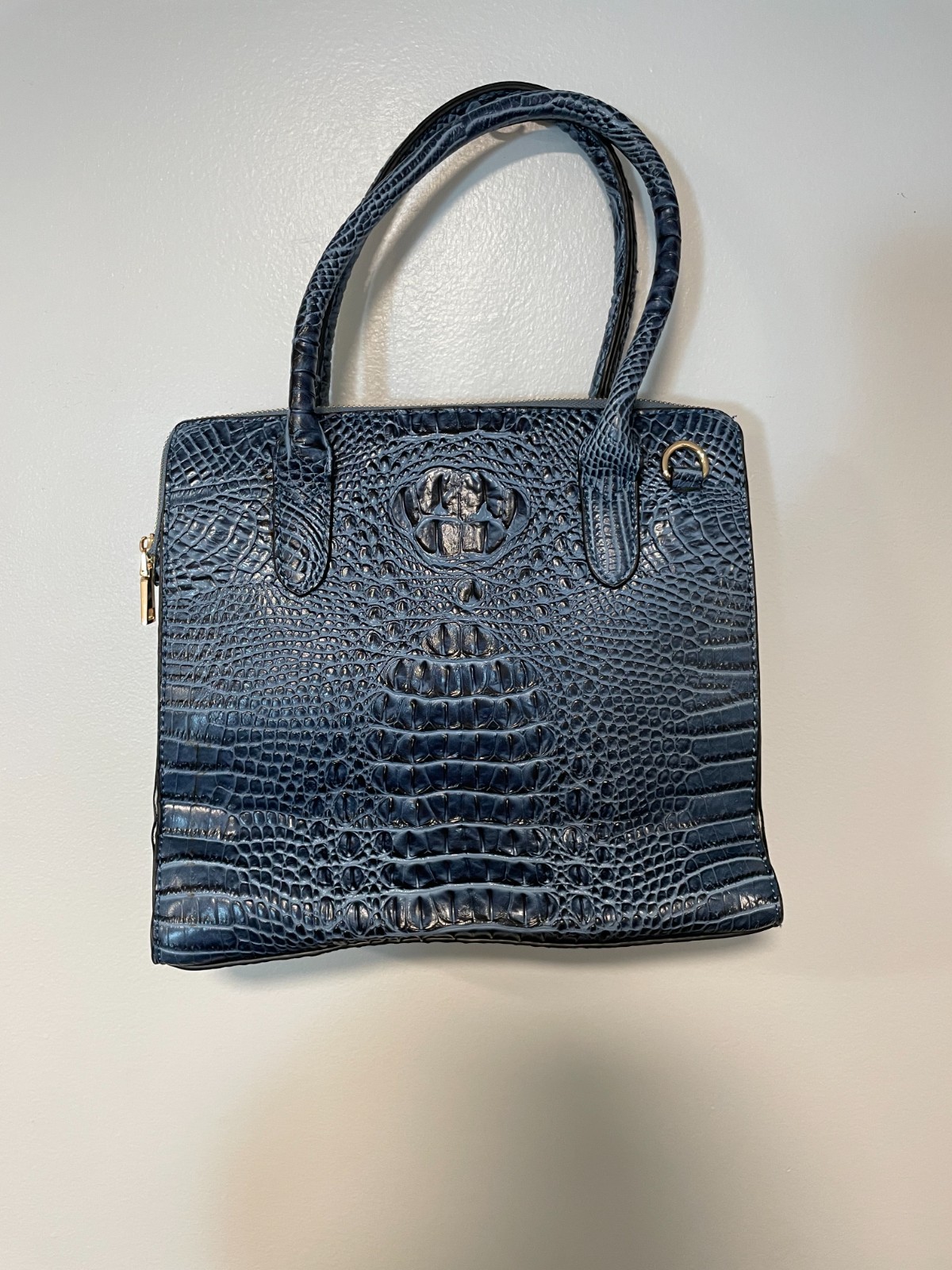 Blue Faux Alligator Skin PVC Purse NWOT W/ Strap 11.25″