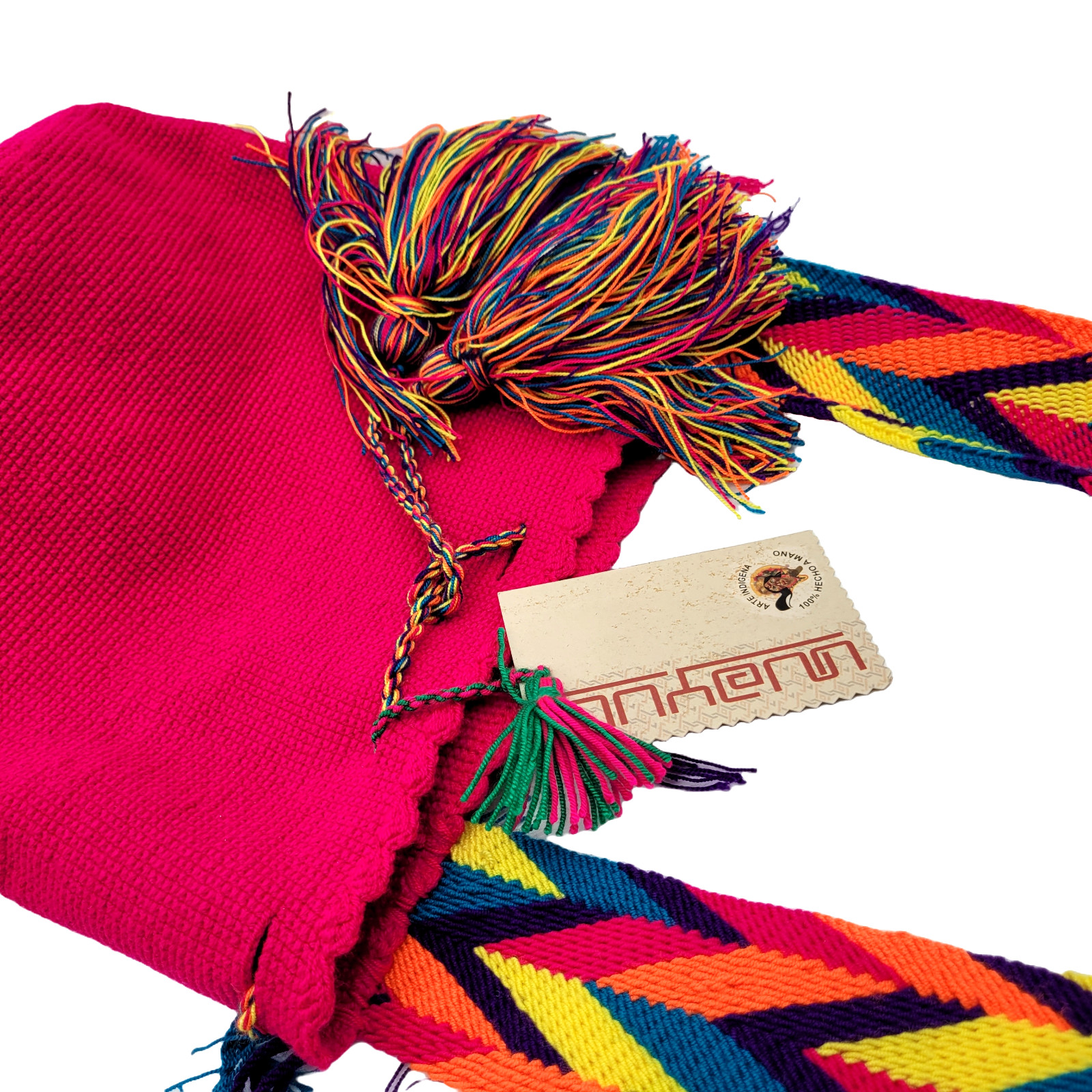 NWT Colombian Large Handmade Wayuu Mochila Bag Solid Casual Top Quality FUCHSIA