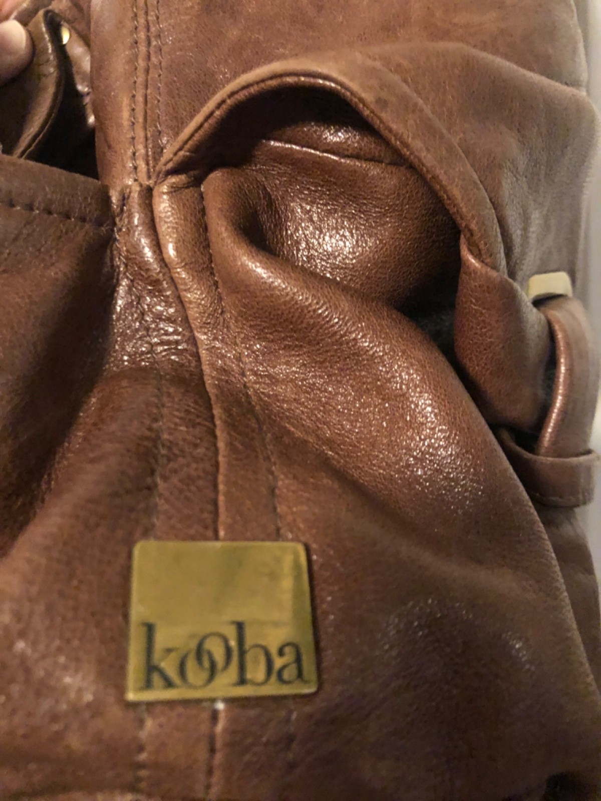 Kooba brown leather large shoulder bag buckle boho slouchy luxury Y2K