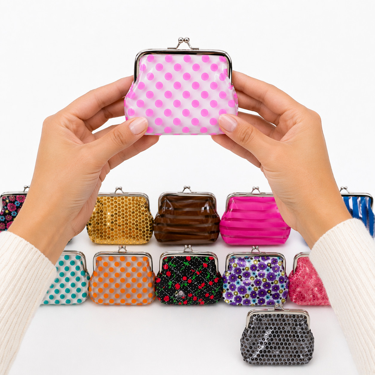 Closeout Wholesale Lot 96 Coin Purses Kiss Clasp Wallets Bag Mixed Styles Colors