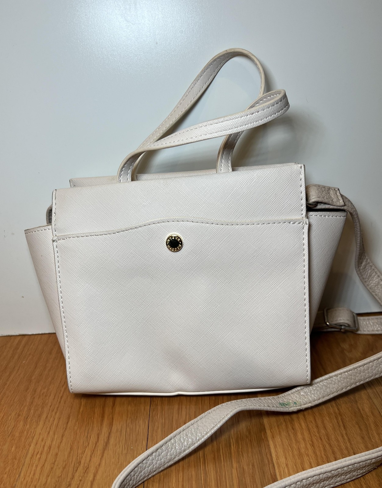 Steve Madden Satchel Bag Womens Small White PVC Crossbody Top Handle Purse