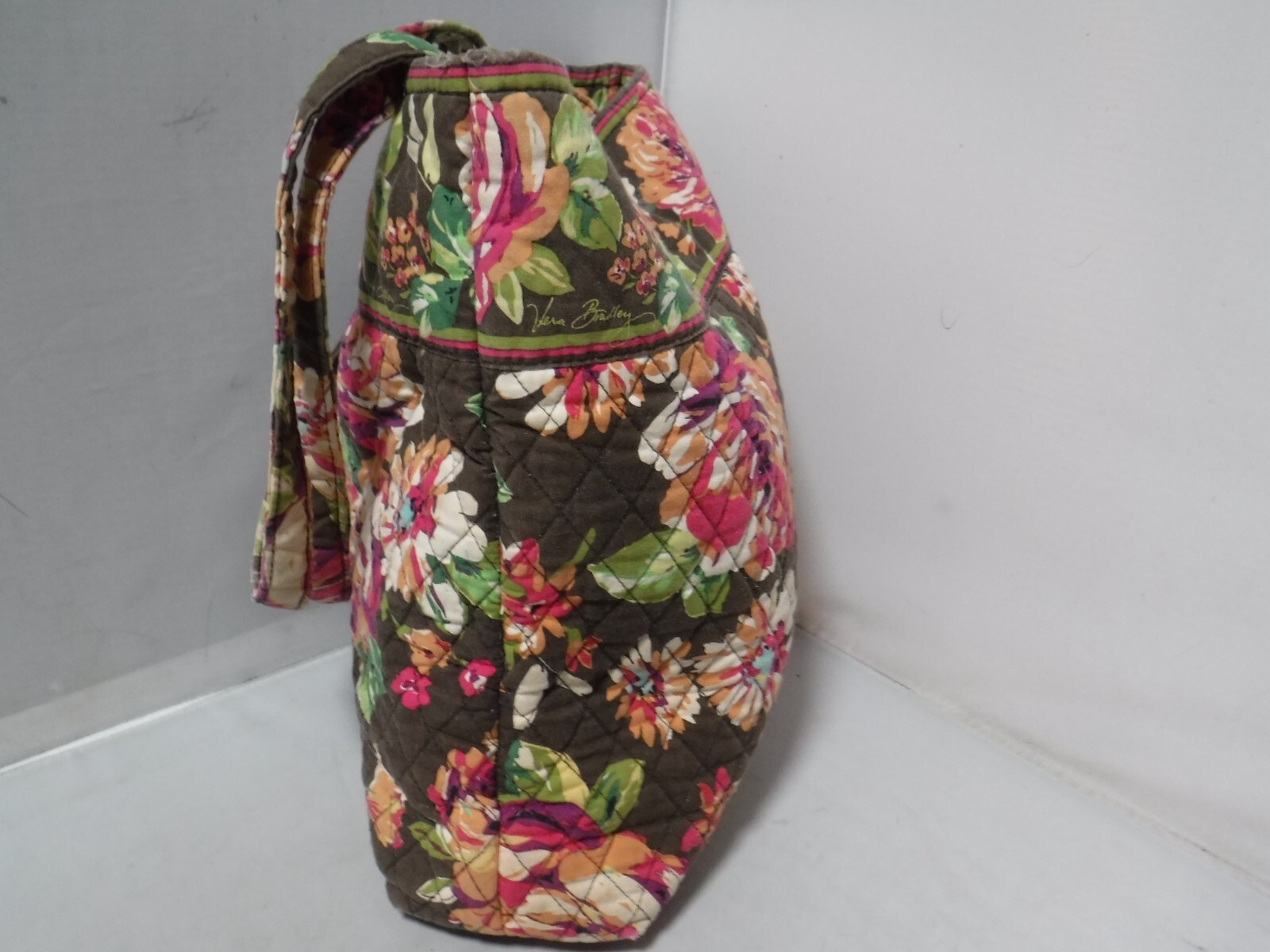 Retired Vera Bradley English Rose Handbag Toggle Button Tote Style Bag Purse
