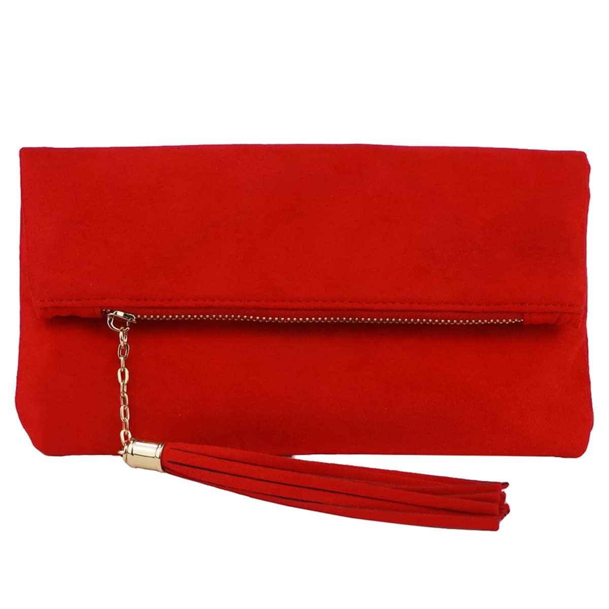 Women’s Microsuede Foldover Mini Pouch (Red)