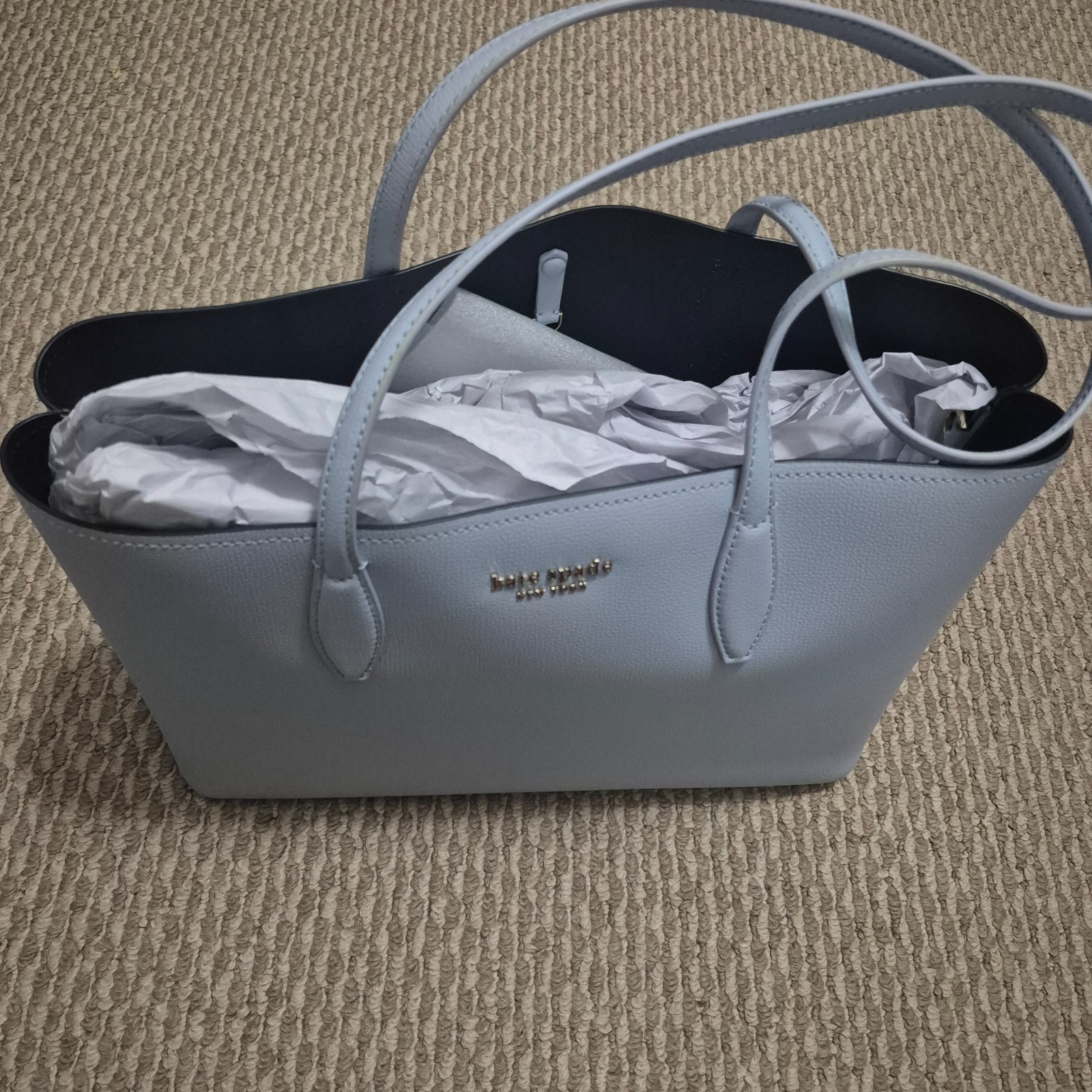 Kate Spade All Day Large Tote Pale Sapphire Blue Leather Bag KO140 NWT $399 MSRP