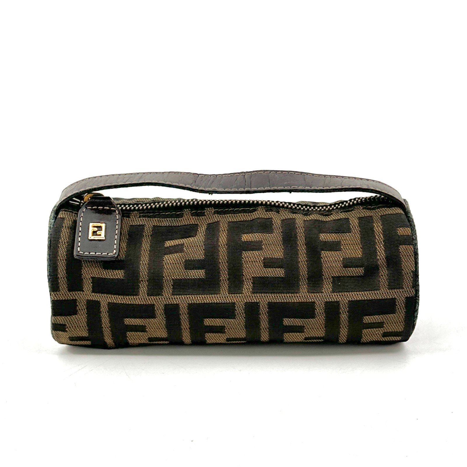 Fendi Pouch Purse Zucca Mini Bag Nylon Leather Authentic 508T0466