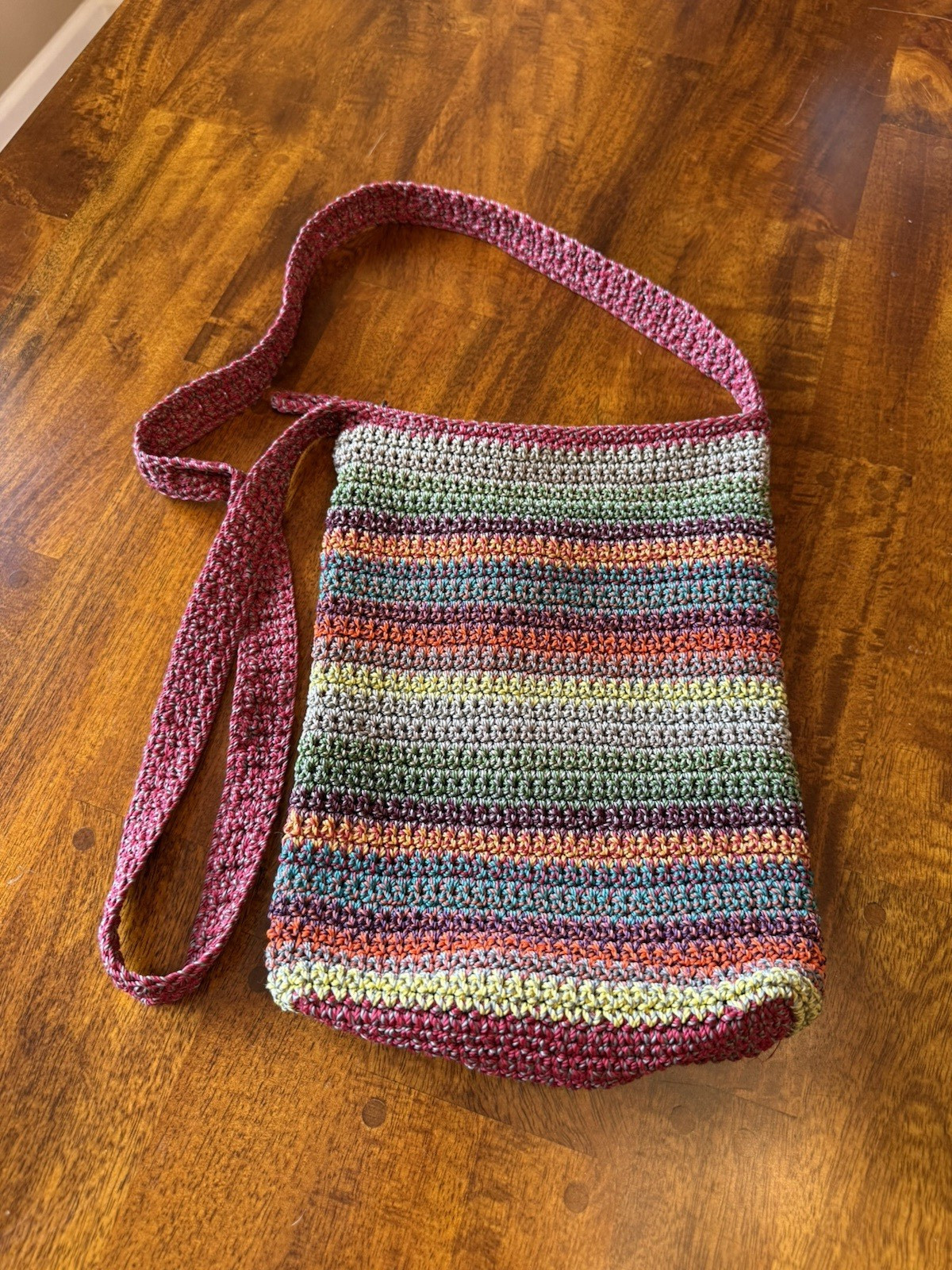 Lina Boho Multi Color Woven Crochet Macrame Crossbody Bag
